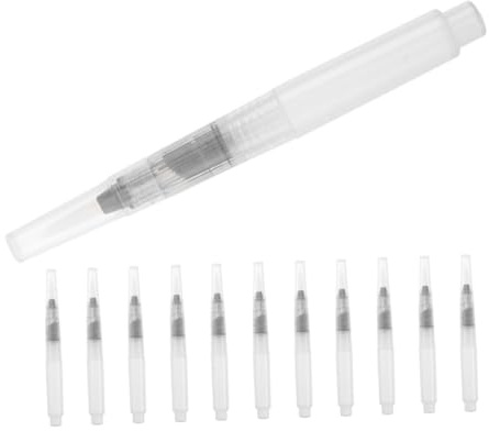Supvox 12 Stück Nachfüllbare Wasserpinsel mit Feiner Spitze 120mm Aquarellpinsel für Detailreiche Malerei Tragbare Wassertankpinsel für Künstler und Anfänger