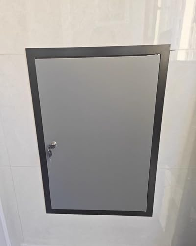 Låsbar åtkomstdörr för gips/vind, ljudisoleringspanel för service i aluminium, stor vindsinspektionsdörr för luftkonditionering (mörkgrå, 18x26 tum (45,7x66 cm))