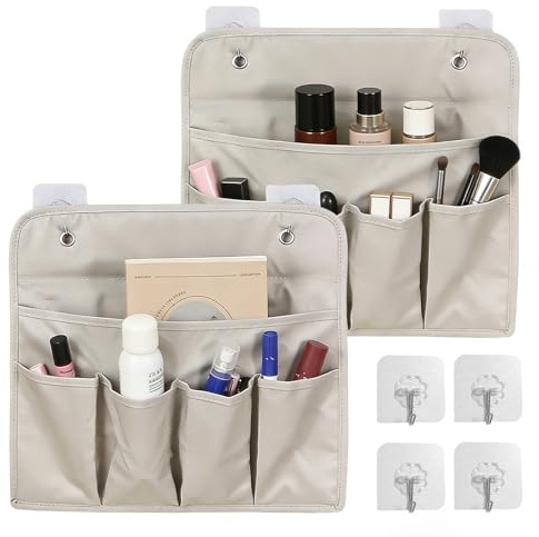 RFYTDCF 2 Stück Hängeorganizer mit Haken, Große Kapazität Hängeregal Wandorganizer Hängende Aufbewahrung Hängend Hängeaufbewahrung mit 5 Taschen Organisatoren für Schlafzimmer Flure Büro Wohnmobil