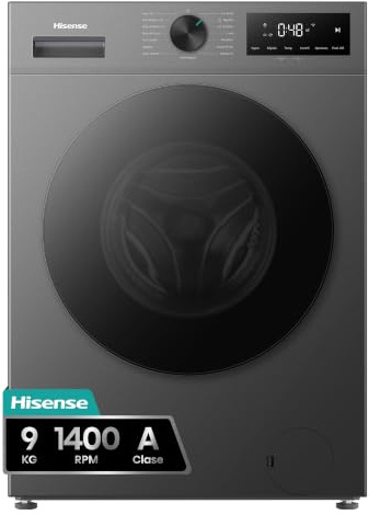 Hisense WF1I9042BTP2 - Lavadora 9 Kg, 1400 rpm, Clase A, Fondo 51cm, Lav. Power 49’ y Rápidos 30' y 15', Dispensador Automix, Lavado Auto Wash, Antiarrugas, Función Vapor 99,9%, Lavado Pure Jet, Inox