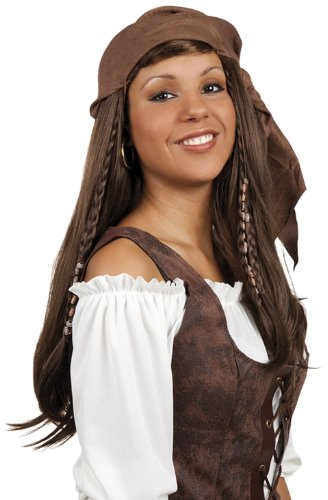 Boland 86383 - Perücke Dauntless mit Bandana, Haarlänge lang, Farbe braun, vielseitig kombinierbar, Karneval, Themenparty, Mottoparty