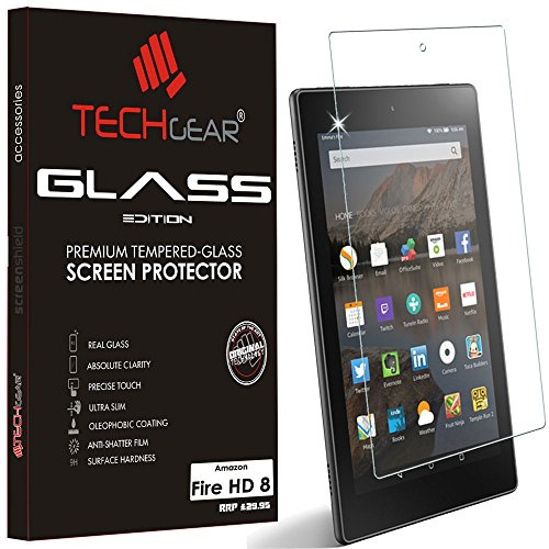 TECHGEAR GLASS Edition fits Previous Generation Amazon Fire HD 8 Tablet (2015-2018) - Genuine Tempered Glass Screen Protector Cover Compatible with Amazon Fire HD 8 8th 7th 6th 5th Generations ONLY