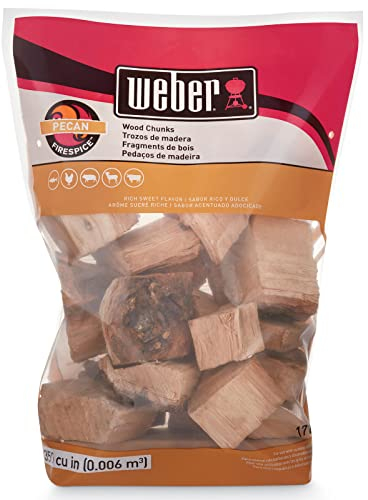 Weber Pecan Wood Chunks, 4 lb – Premium BBQ Smoking & Grilling Chips for Rich, Sweet Pecan Flavor – Ideal for Beef, Lamb, Poultry, Pork & Fish – Long Lasting