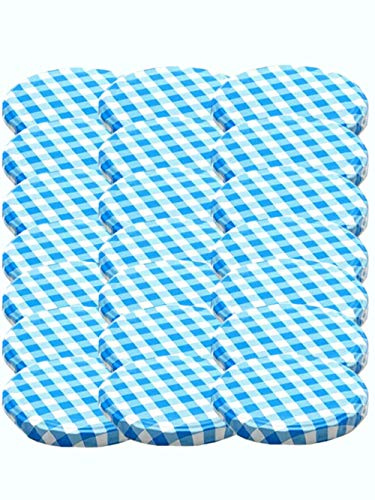 50er Set Ersatzdeckel Twist-Off-Deckel für Sturzgläser To 82 Blau Karriert Sturzglas passend für 230, 350, 435, 540, 565 ml Einmachgläser Einkochgläser
