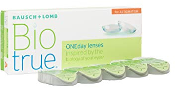 Bausch + Lomb Biotrue ONEday for Astigmatism Tageslinsen, torische Kontaktlinsen, weich, 30 Stück BC 8.4 mm / DIA 14.5 / CYL -1.25 / Achse 180 / -3.5 Dioptrien