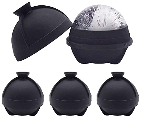 Whiskey Ice Ball Maker, Silicone Ice Ball Mould Easy Release, Sphere Ice Cube -6X 6cm, Large Ice Cube Moulds Perfect for Whiskey, Cocktail and Any Drink(4)