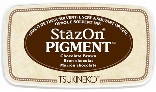 Tsukineko StazOn Pigmenttinte Stempelkissen - Braun, Chocolate Brown - Groß - Deckend, Lufttrocknend, Wasserfest - Embossing