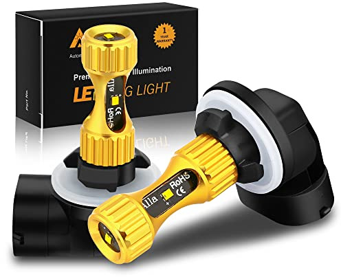 Alla Lighting 889 881 LED Fog Lights Bulbs 3000lm Extreme Super Bright 898, 3K Amber Yellow