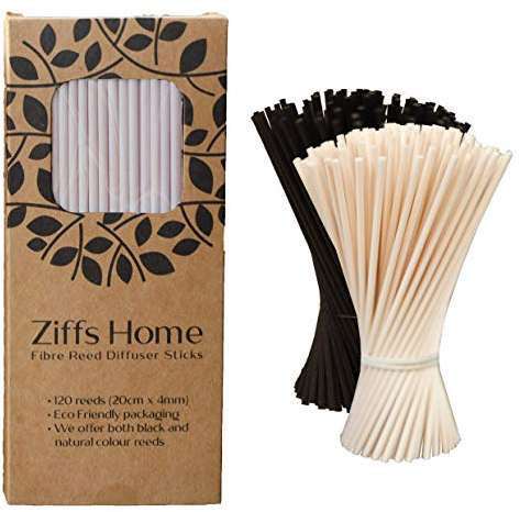 Ziffs Home® 120 Natural Fibre Reed Diffuser Sticks - 20cm x 4mm - Thick Diffuser Reeds Sticks - Diffuser Sticks for Diffuser Oils Fragrance Refill - Fibre Reeds for Diffusers