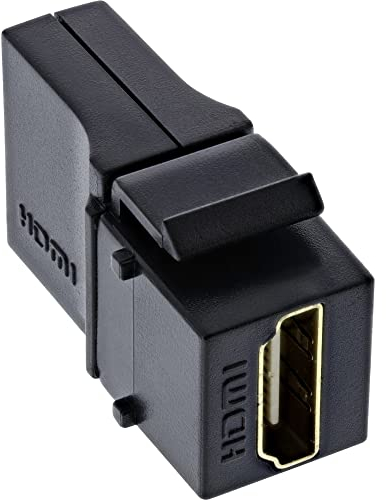 InLine 76202N - Conector HDMI Keystone (4 K, 60 Hz, HDMI A hembra/hembra, ángulo angular), color negro