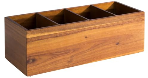 APS 11649 Holzbox WOODY, 36 x 14 cm, Höhe 12,5 cm, 4 Fächer je 12,5 x 8 cm, Akazienholz