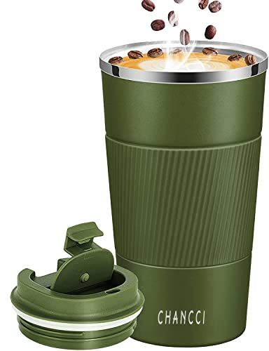 12oz Travel Coffee Mug Spill Proof, Insulated Coffee Mug with Lid, Leakproof Coffee Tumbler,Stainless Steel Vacuum Coffee Cup for Hot/Cold Drinks, Reusable Coffee Cup for Men Women -380ml,Dark Green