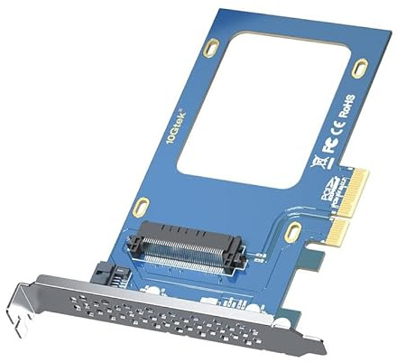 10Gtek U.2 SFF-8639 auf PCIe Adapter, PCIe 3.0 X4 Erweiterungskarte für 2.5 U.2 NVMe SSD or 2.5 SATA SSD, mit Full Height Bracket