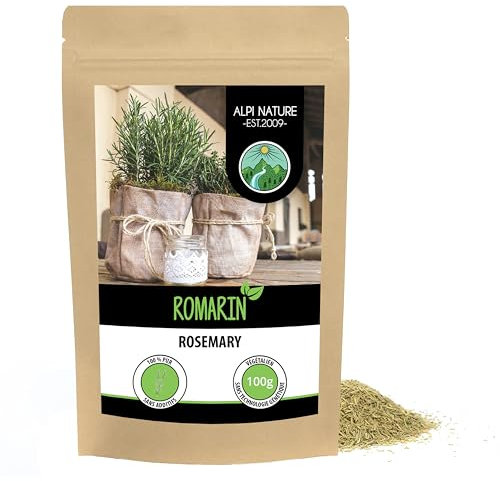 Alpi Nature Rosemary Dried 100g 3.5 oz, Dried and Rubbed Leaves, Rosemary Herb for Cooking