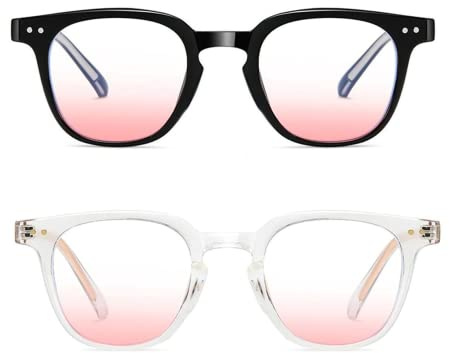 Speduckk 2 Pack Blue Light Blocking Glasses Blush Shades Makeup Glasses Anti Eyestrain Glasses Computer Reading Phones Glasses for Women Gilrs Teens