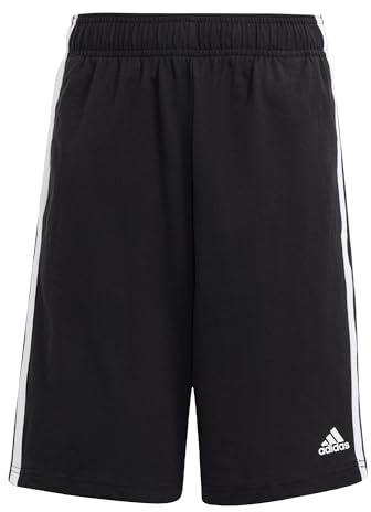 Adidas Unisex - Bambini Essentials 3-Stripes Knit Shorts, Black/White, 7-8 Years