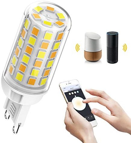 BVCL Smarte G9 LED Glühbirne, 4W 320LM Dimmbar G9 LED Bulb, WiFi LED Glühbirnen, Compatibile Alexa Echo Google Home, AC 220V-240V, 2700K-6000K, kein Flimmern (Size : 1pcs)