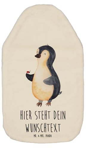 Mr. & Mrs. Panda Wärmflasche personalisiert Pinguin Marienkäfer - Weiß