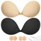 Alki'i Stick On Bra Push Up for Women 2 Pair, Adhesive Invisible Lifting Bra, Strapless Backless Bras for Wedding Dress with Nipple Covers Reusable (Black+Nude/D), XL