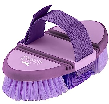 Harrison Howard Flexible Finish Horse Grooming Brush - Bendable, Comfortable Hold, Purple