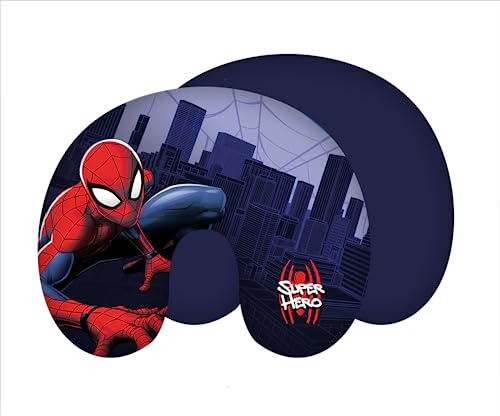 Spider-Man Nackenkissen, Reisekissen, Nackenhörnchen mit Spider-Man, Super Hero, Spinne, 28 x 33 cm, 100% Polyester
