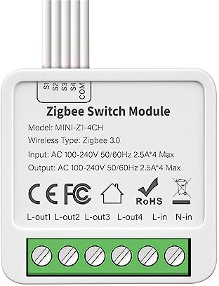 RANRAO Zigbee Smart-Lichtschaltermodul, Mini-Smart-Lichtschalter, DIY-Unterbrechermodul, 10 A, 2/3/4 Gang, 2-Wege-Schalter gesteuert, kompatibel mit Alexa und Google Home