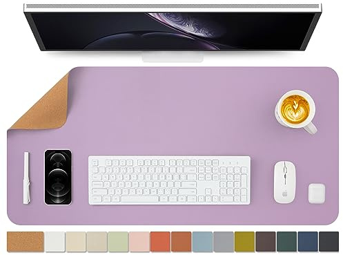 Kork Schreibtischunterlage - Doppelseitige Schreibtischauflage für Büro und Zuhause - Als große Mausunterlage und Schreibtischmatten auf Schreibtischen（Lila、90cmx43cm）