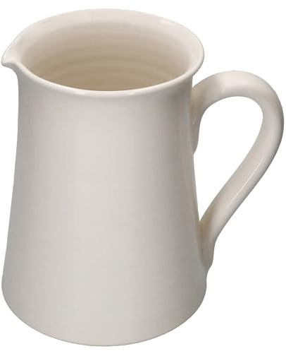 MamboCat Gloria Pichet Blanc Crème 1,6 L en Céramique Italienne Avec Anse pour Jus, Thé Glacé, Eau, Lait, Vin | Bec Verseur Pratique | Carafe Décorative pour Salon