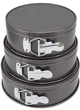 ANKROYU 3 Pezzi Set Tortiere Da Stampo a Cerniera Con Fondo Rimovibile, Tortiere per Cottura Con Rivestimento Antiaderente, Teglia Leakproof Regolabile Con Base Sciolta per Torte Cheesecake(18/20/22)
