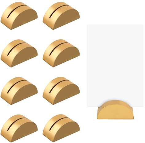 8 Supports de Numéro de Table, Porte-Cartes Table Modernes Clips pour Cartes de Visite Design Semi-Circulaire Porte-Notes pour Photos, pour Mariage, Banquet, Anniversaire, Fête (doré)