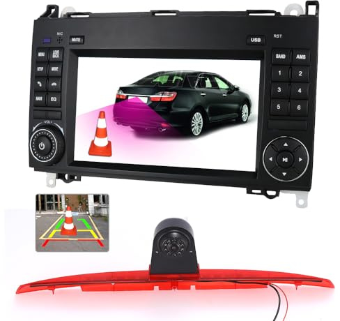GPS Navi Navigationsgeräte für Auto PKW LKW 7 Zoll Touchscreen Autoradio Europa UK 52 Karten, Auto Nachtsicht Rückfahrkamera Ersatz für Mercedes Benz Viano Vito W639 V6 2003-2014