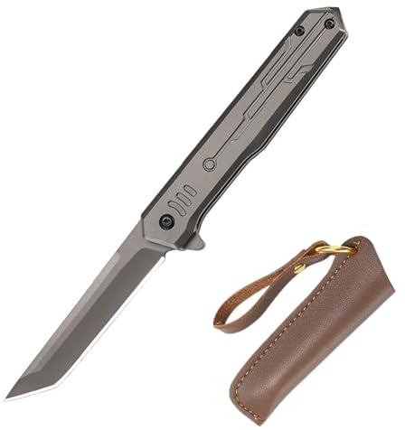 MIMEMY Outdoor Messer Survival Knife,Edelstahl Tragbares Klappmesser Jagdmesser Taschenmesser für Camping Wandern,Weihnachtstag Männer Geschenke