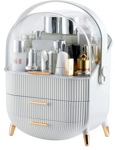 Neo Three Layer Cosmetic Makeup Vanity Beauty Storage Organiser Skincare Display Box Case Holder (White)