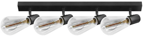 Miratic Spots Deckenleuchte Deckenstrahler Schwarz E27 IP20 Stilvolle Deckenspots für Innenbeleuchtung in Wohnzimmer Küche und Schlafzimmer (4x60W)(Keine Glühbirne im Lieferumfang enthalten)