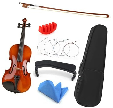 Geigen 1/8 1/16 1/10 größe für Anfänger Erwachsene mit Fall Bogen Saiten Schulter Rest Bass Holz Violine(1/8)