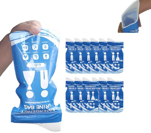 Cipszoely Disposable Camping Toilet Bags for Women Men, 12 Pack Female Pee Bags Urine Bags 850ML Portable Emergency Toilet Bags She Wee for Travel Pregnant Patient Kid Travel Camping Hiking