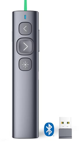 Norwii N95 Bluetooth Presentation Clicke Pointer for presentations, PowerPoint Clicker for Presentation Remote, Long Range Wireless Presenter, USB-C Rechargeable (Verde, BLE&USB-A)