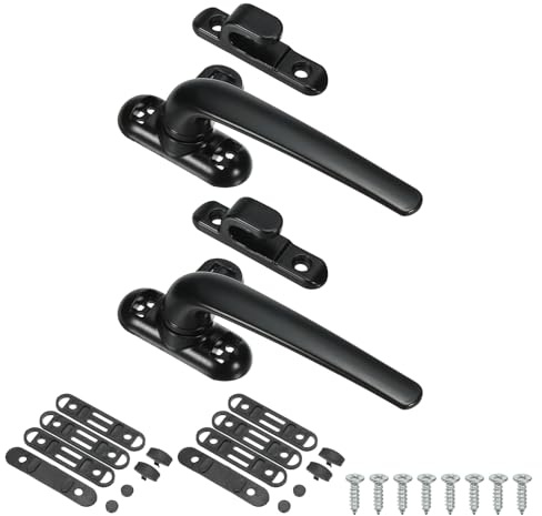 PATIKIL Manija de Ventana de Aleación de Aluminio, 2 Paquetes de Cerraduras de Ventana de Guillotina Internas y Externas para Ventanas Correderas, Color Negro (Mano Izquierda)