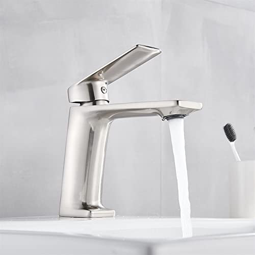 Moderne Einhebel-Badezimmer-Waschtischarmatur mit Deck-Montage-Waschtisch-Spültisch-Wasserhahn, Warm- und Kaltwasser-Mischbatterie für Badezimmer, Küche, Chrom-Finish