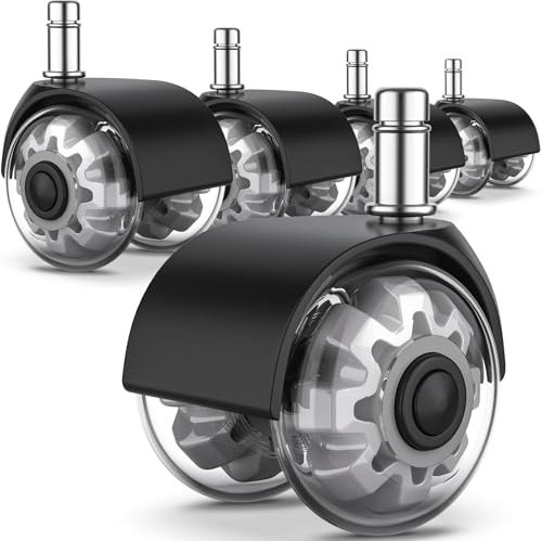 Aevcvok Ruote Sedia Ufficio, 11X 22MM Set di 5 Rotelle Sedia Ufficio,Compatibili con Diversi Tipi di Pavimenti,Ruote per sedia Ufficio per Parquet e Pavimenti Duri