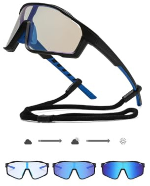 Suertree Fahrradbrille Selbsttönend Herren Photochromatische Sport Sonnenbrille Sportbrille UV400 Rennrad Brille Schnelle Radfahren für Radsport,Laufen,Outdoor-Aktivitäten