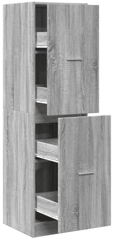 ULUYYUC Lagerschrank Spind Organizer Mehrzweckschrank Kleiner Schrank - Apothekerschrank Grau Sonoma 40x41x144,5 cm Holzwerkstoff für Outdoor Küche Werkstatt Keller