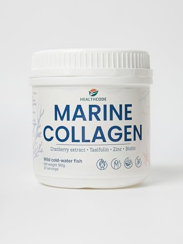 HC Collagène Marin 180g/30portions – Hautement Assimilable pour Peau, Cheveux, Ongles, Articulations & Immunité | Antioxydant & Anti-Âge avec Biotine, Zinc, Taxifoline & Extrait de Canneberge, poudre
