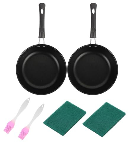 Wsdsgz 2 padelle piccole per uova a induzione, rivestimento antiaderente da 12 cm, con spazzole da cucina, padella in acciaio inox per la colazione