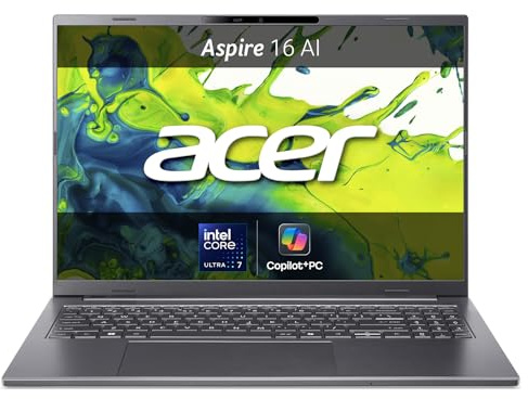 Acer Aspire 16 AI | Laptop | 16 WUXGA+ OLED 60 Hz| Intel Core Ultra 7 256V | 16 GB RAM DDR5 | 512 GB SSD | Copilot+ PC | Windows 11 | Intel Arc Graphics |Tastiera italiana QWERTY | Alimentatore Incluso