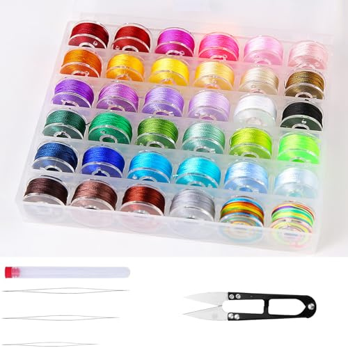 Waxed Cord - 36 Rolls of Waxed Thread, 0.4 mm x 9 m, Colourful Polyester Yarn with Box for Bracelets, Necklaces, Jewellery Making, DIY Crafts (36 Colours)