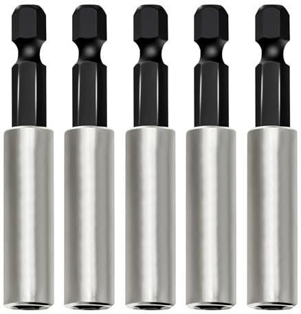 5 Pezzi Porta Inserti Magnetico 1/4 (60 mm), Prolunga per Inserti Avvitatore in Acciaio Inossidabile, Cambio Rapido per Trapano, Avvitatore e Cacciavite