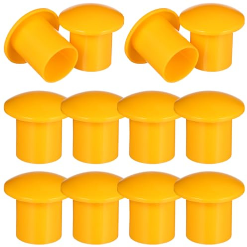 PartyKindom 30Pcs Yellow Plastic Rebar Protection Caps Lightweight Safety Covers for Construction Rebar End Markers and Road Pin Safety