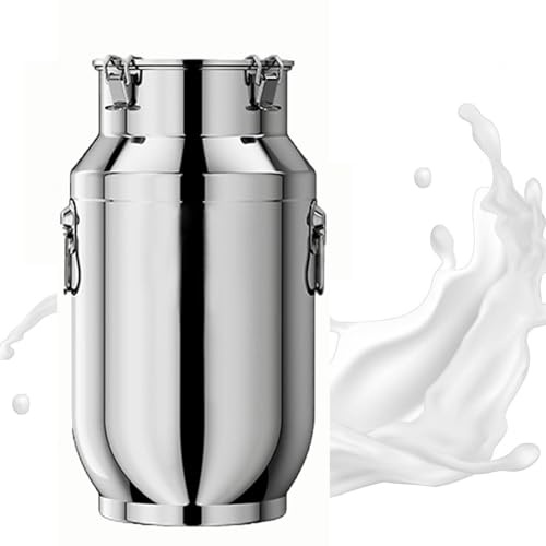 aliooila Milchkanne Premium 5 Liter Aus Edelstahl Milcheimer Edelstahl Mit Deckel Luftdichtes Milchkännchen Milch Barrel Farm Milk Transport Can Milk Jug Pitcher DD,capacity-40L