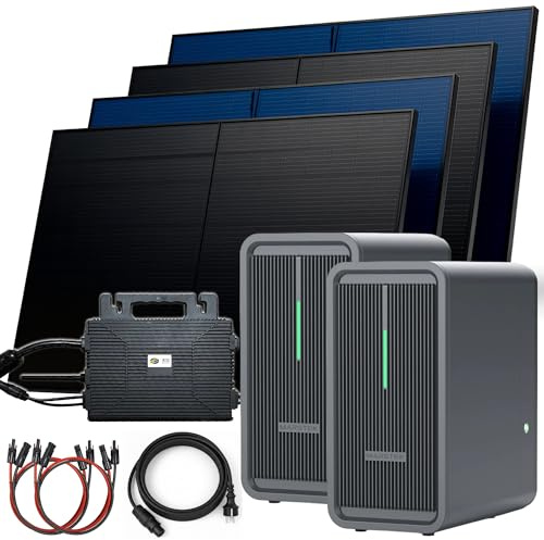SUNNIVA® 2000W Balkonkraftwerk mit 4,48 kWh Speicher MARSTEK B2500-D, BIFAZIAL FULLBLACK komplett Steckdose, PV Solaranlage Komplettset mit Astro-E 800W, 4x 500W N-Type Glas Bifacial Module